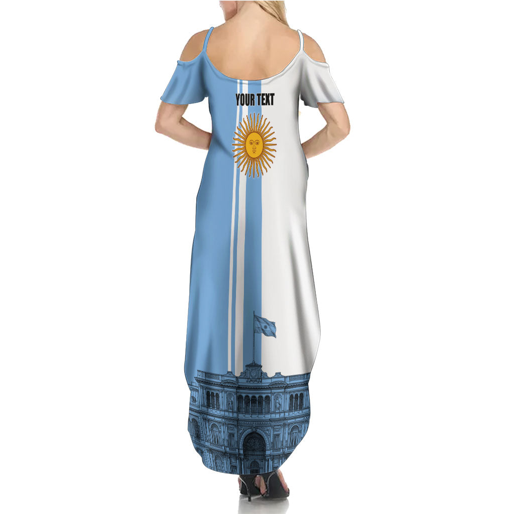 Personalized Argentina Flag Day Summer Maxi Dress Sun Of May Patriotic Blue Gradient Sketch