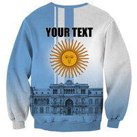Personalized Argentina Flag Day Sweatshirt Sun Of May Patriotic Blue Gradient Sketch
