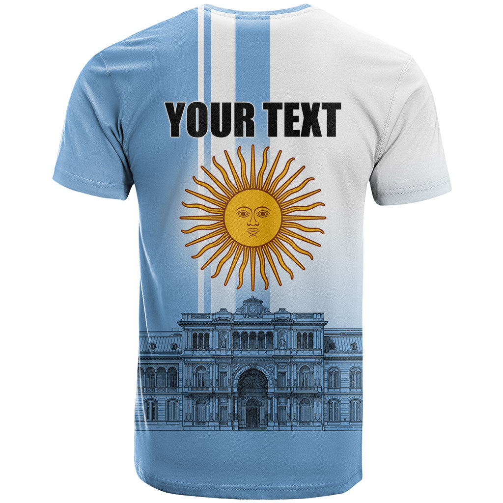 Personalized Argentina Flag Day T Shirt Sun Of May Patriotic Blue Gradient Sketch