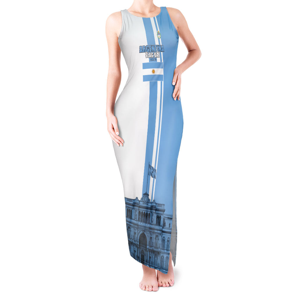 Personalized Argentina Flag Day Tank Maxi Dress Sun Of May Patriotic Blue Gradient Sketch