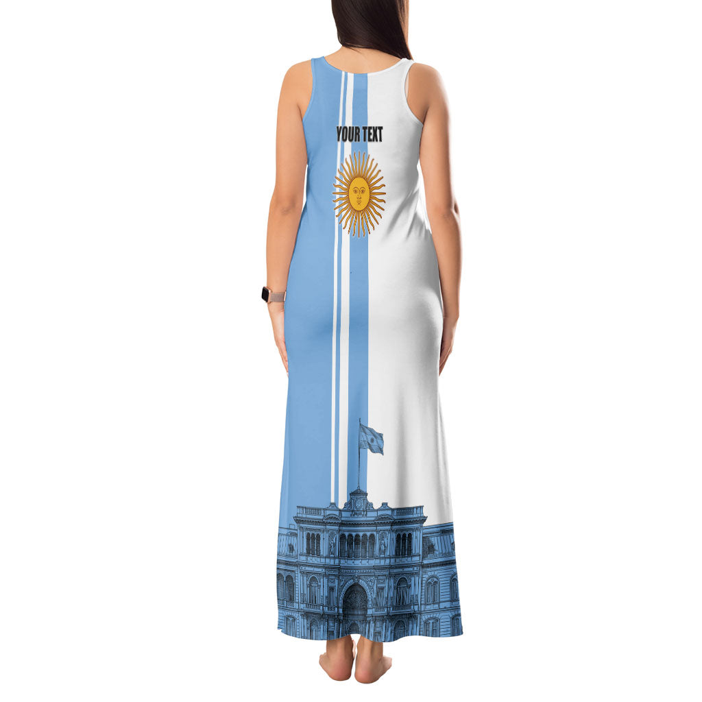 Personalized Argentina Flag Day Tank Maxi Dress Sun Of May Patriotic Blue Gradient Sketch