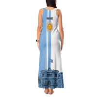 Personalized Argentina Flag Day Tank Maxi Dress Sun Of May Patriotic Blue Gradient Sketch