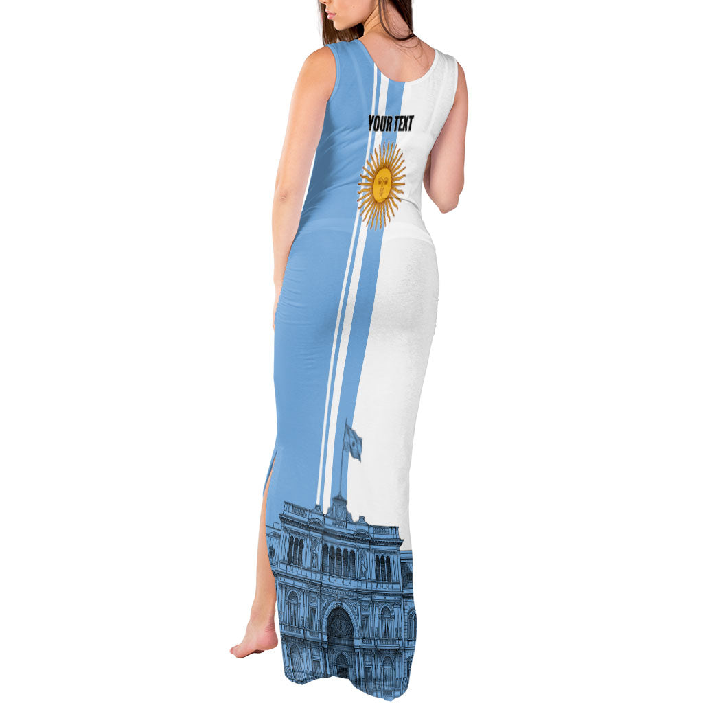 Personalized Argentina Flag Day Tank Maxi Dress Sun Of May Patriotic Blue Gradient Sketch