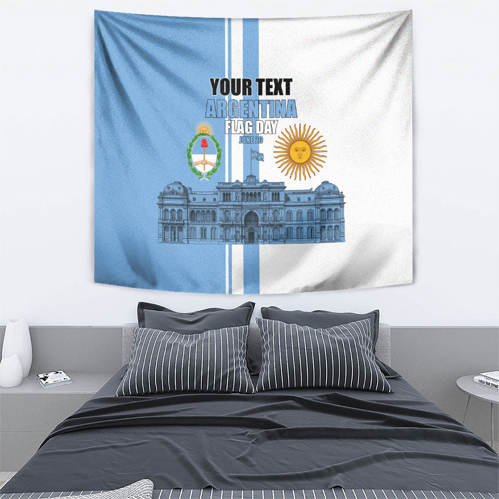 Personalized Argentina Flag Day Tapestry Sun Of May Patriotic Blue Gradient Sketch