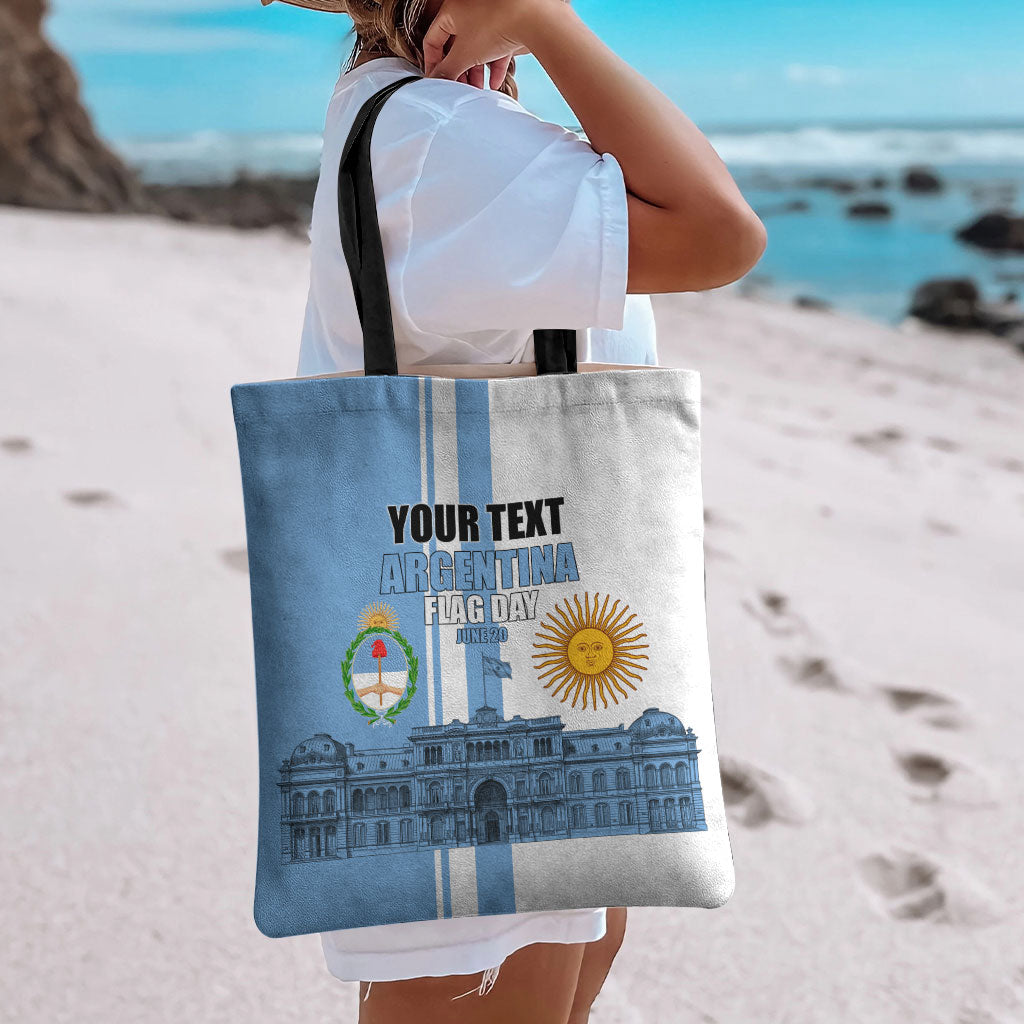 Personalized Argentina Flag Day Tote Bag Sun Of May Patriotic Blue Gradient Sketch