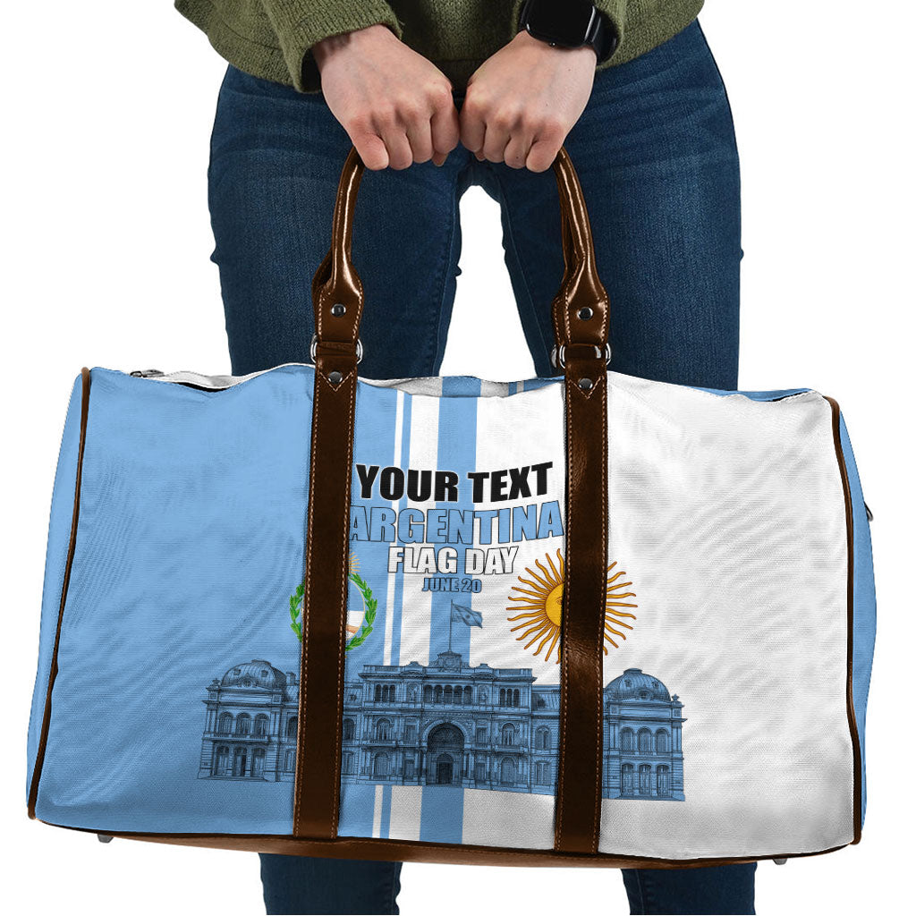 Personalized Argentina Flag Day Travel Bag Sun Of May Patriotic Blue Gradient Sketch