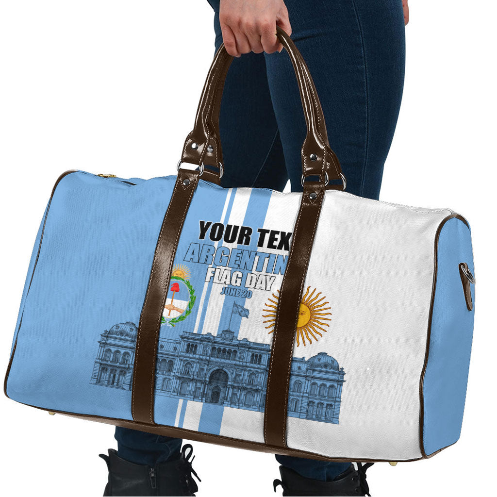 Personalized Argentina Flag Day Travel Bag Sun Of May Patriotic Blue Gradient Sketch