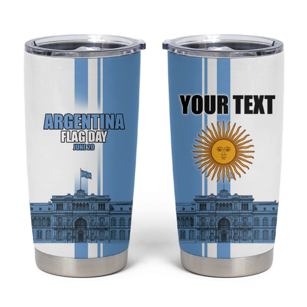 Personalized Argentina Flag Day Tumbler Cup Sun Of May Patriotic Blue Gradient Sketch
