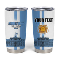 Personalized Argentina Flag Day Tumbler Cup Sun Of May Patriotic Blue Gradient Sketch