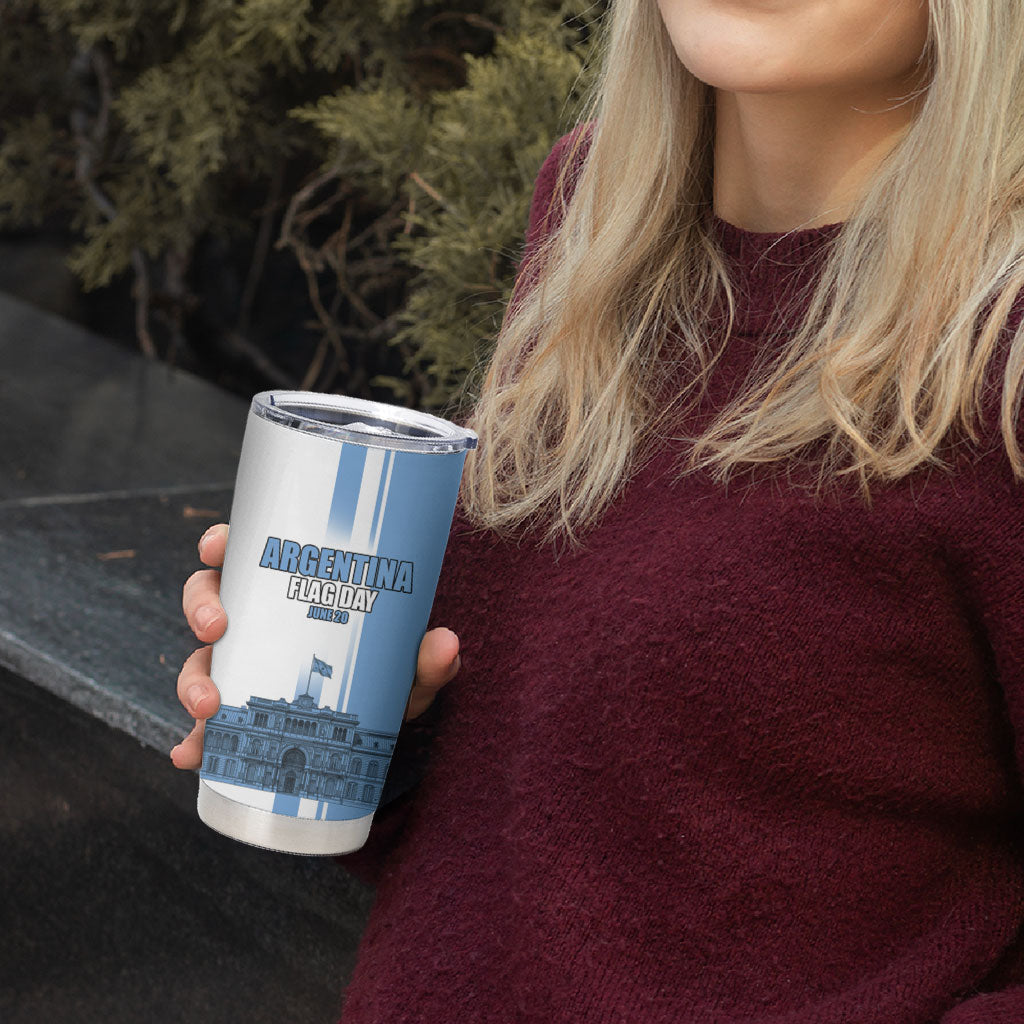 Personalized Argentina Flag Day Tumbler Cup Sun Of May Patriotic Blue Gradient Sketch