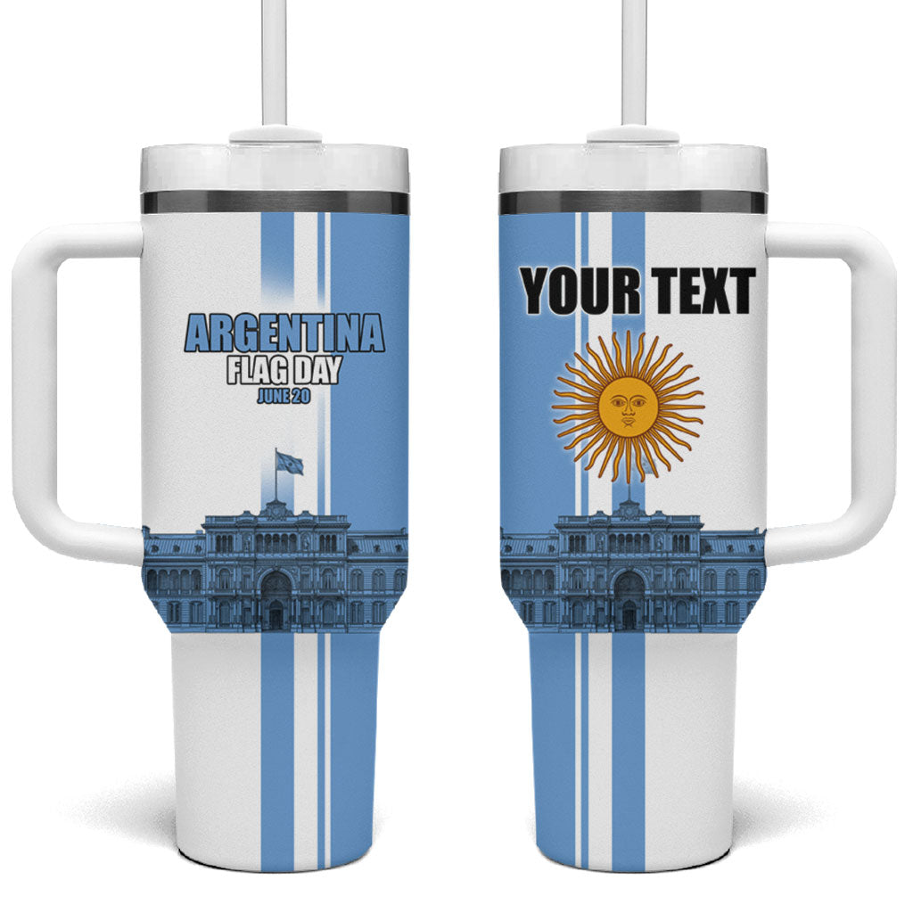 Personalized Argentina Flag Day Tumbler With Handle Sun Of May Patriotic Blue Gradient Sketch