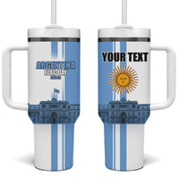 Personalized Argentina Flag Day Tumbler With Handle Sun Of May Patriotic Blue Gradient Sketch