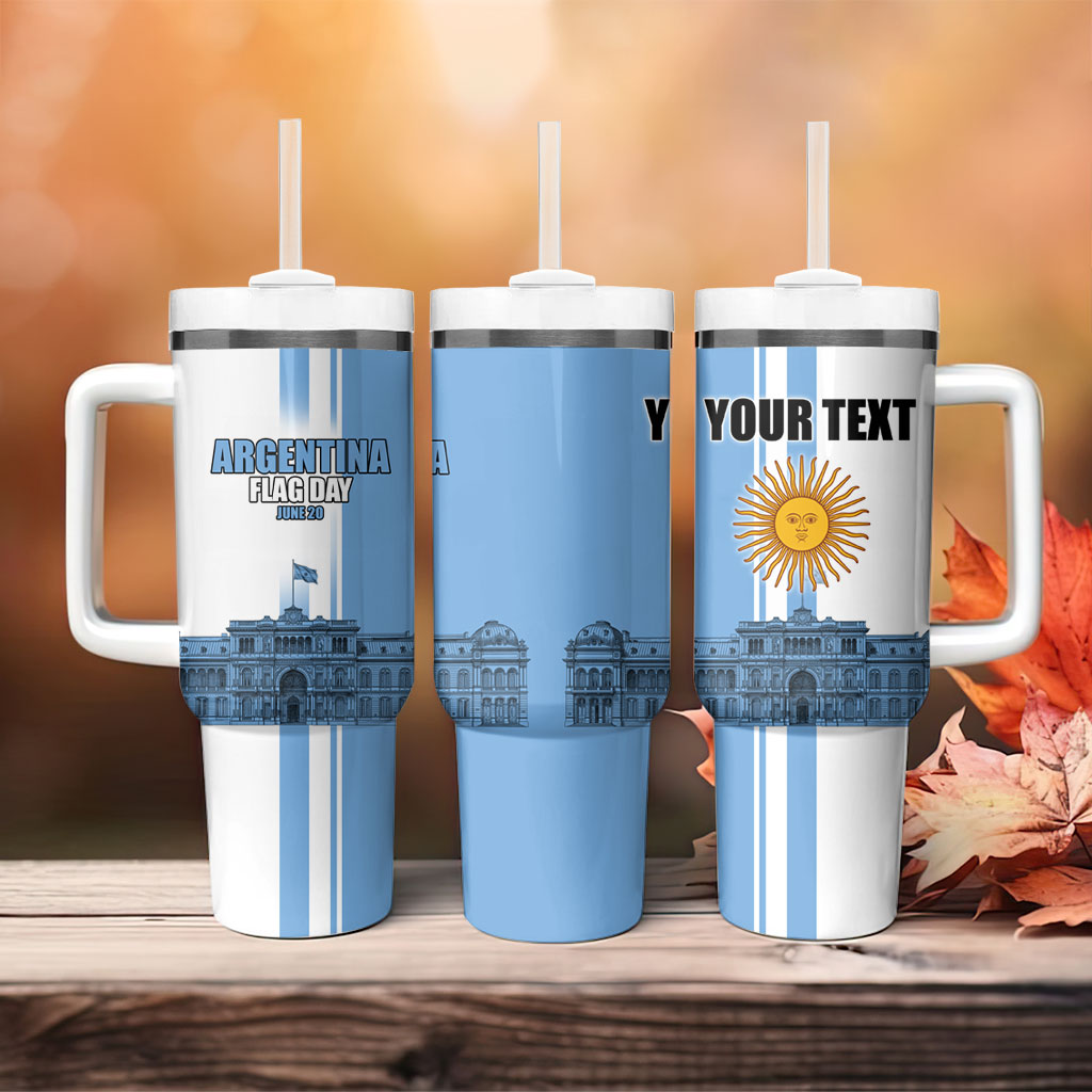 Personalized Argentina Flag Day Tumbler With Handle Sun Of May Patriotic Blue Gradient Sketch