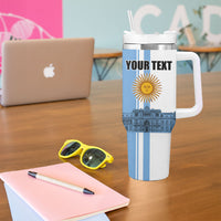 Personalized Argentina Flag Day Tumbler With Handle Sun Of May Patriotic Blue Gradient Sketch