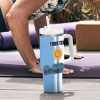 Personalized Argentina Flag Day Tumbler With Handle Sun Of May Patriotic Blue Gradient Sketch