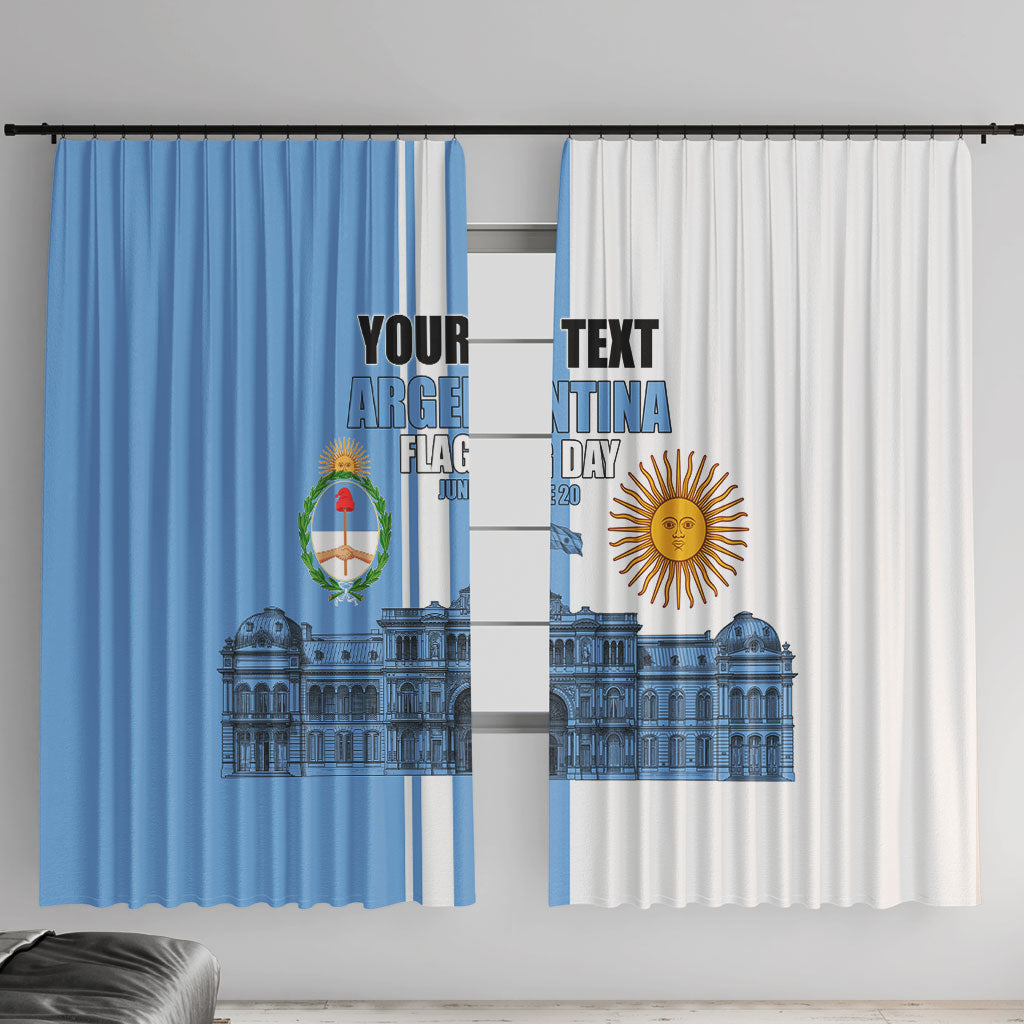 Personalized Argentina Flag Day Window Curtain Sun Of May Patriotic Blue Gradient Sketch