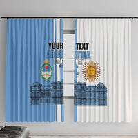 Personalized Argentina Flag Day Window Curtain Sun Of May Patriotic Blue Gradient Sketch