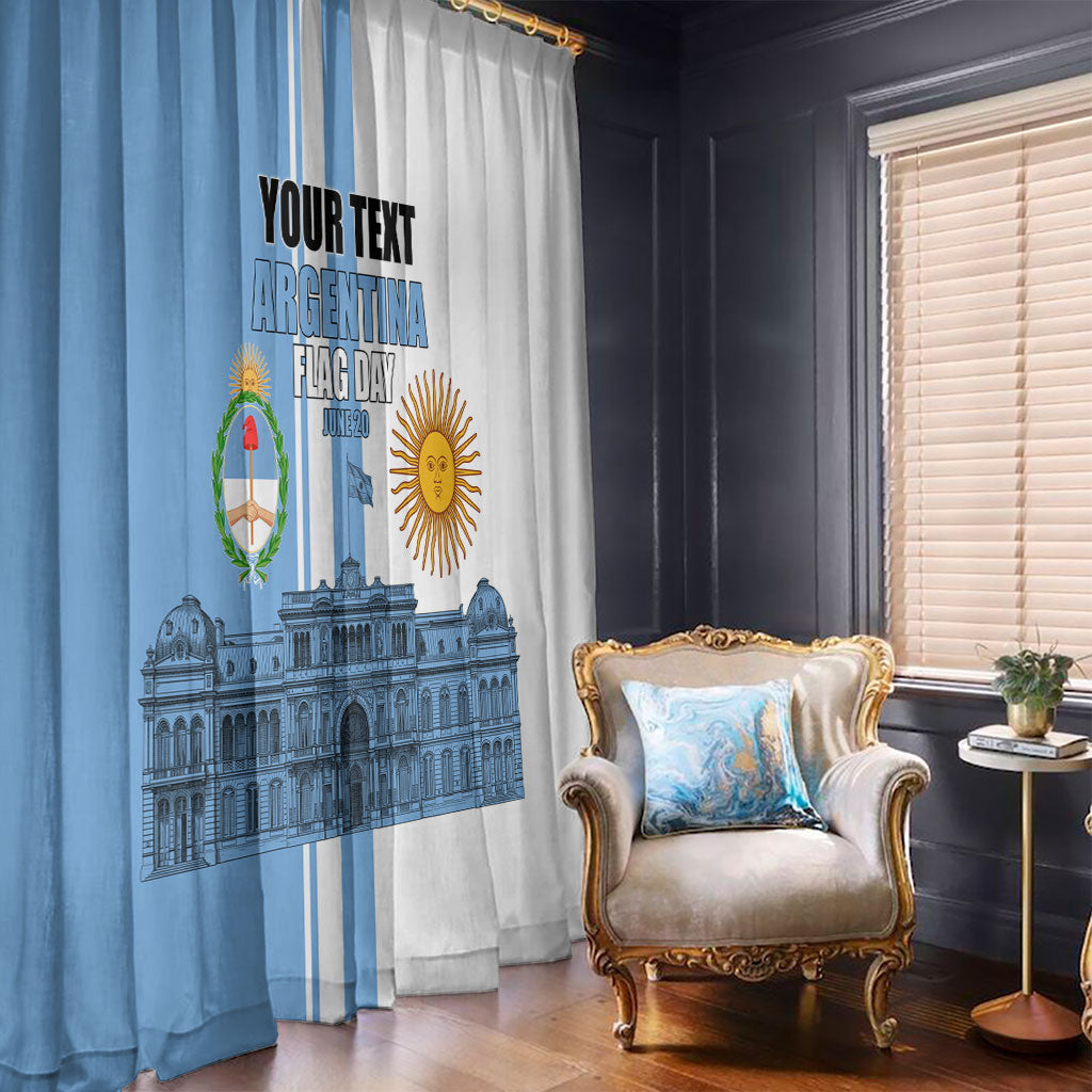 Personalized Argentina Flag Day Window Curtain Sun Of May Patriotic Blue Gradient Sketch