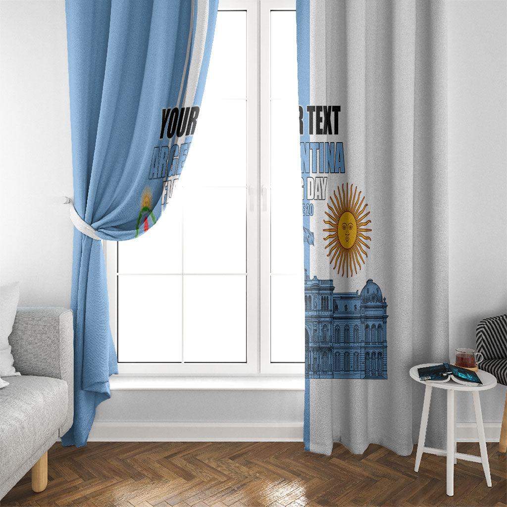 Personalized Argentina Flag Day Window Curtain Sun Of May Patriotic Blue Gradient Sketch