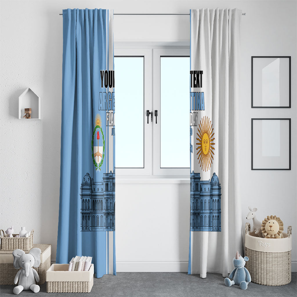 Personalized Argentina Flag Day Window Curtain Sun Of May Patriotic Blue Gradient Sketch