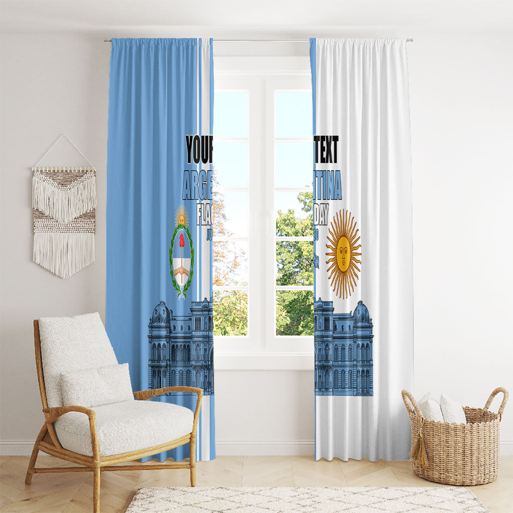 Personalized Argentina Flag Day Window Curtain Sun Of May Patriotic Blue Gradient Sketch