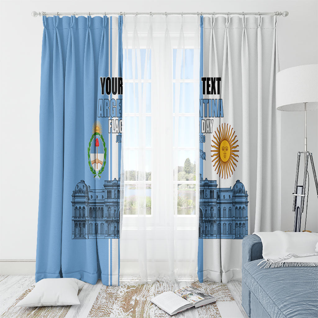 Personalized Argentina Flag Day Window Curtain Sun Of May Patriotic Blue Gradient Sketch