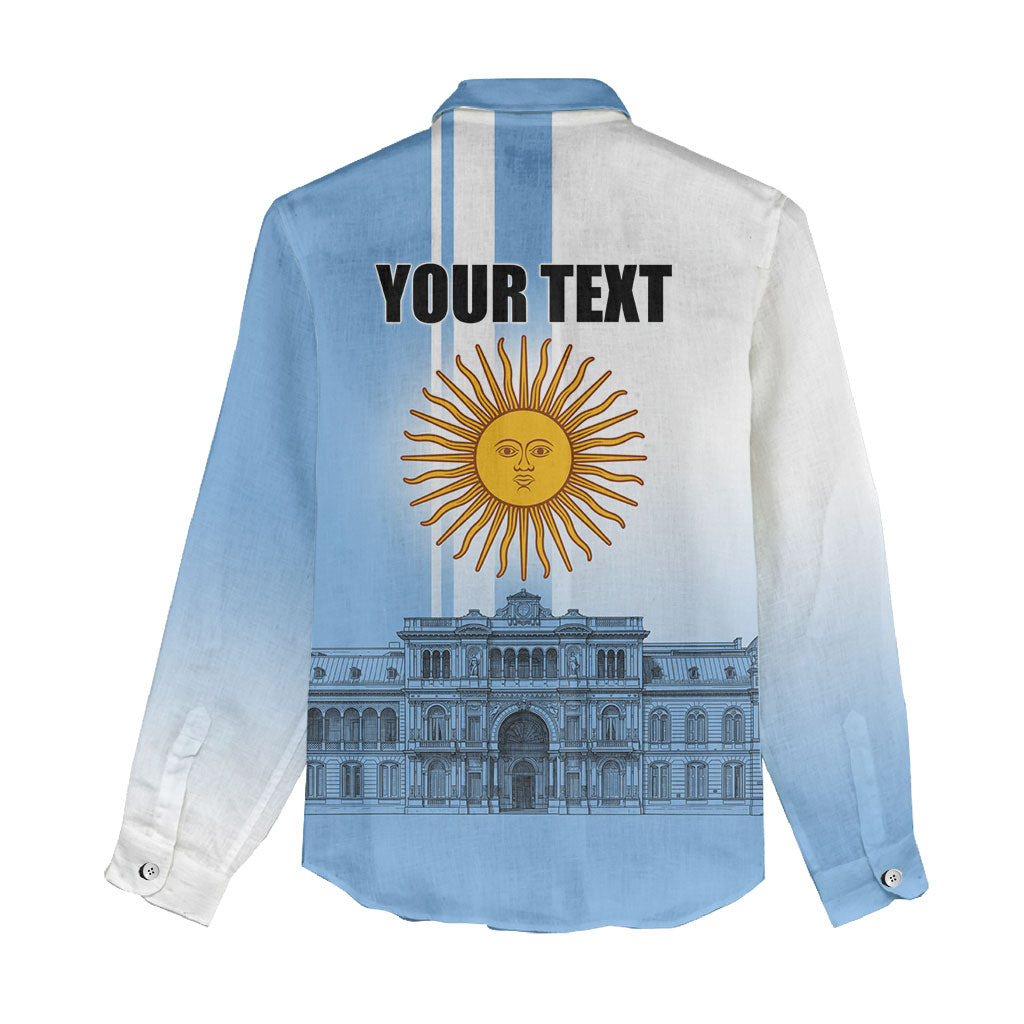 Personalized Argentina Flag Day Women Casual Shirt Sun Of May Patriotic Blue Gradient Sketch