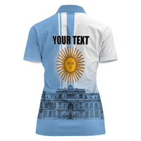 Personalized Argentina Flag Day Women Polo Shirt Sun Of May Patriotic Blue Gradient Sketch
