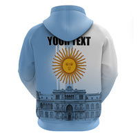 Personalized Argentina Flag Day Zip Hoodie Sun Of May Patriotic Blue Gradient Sketch
