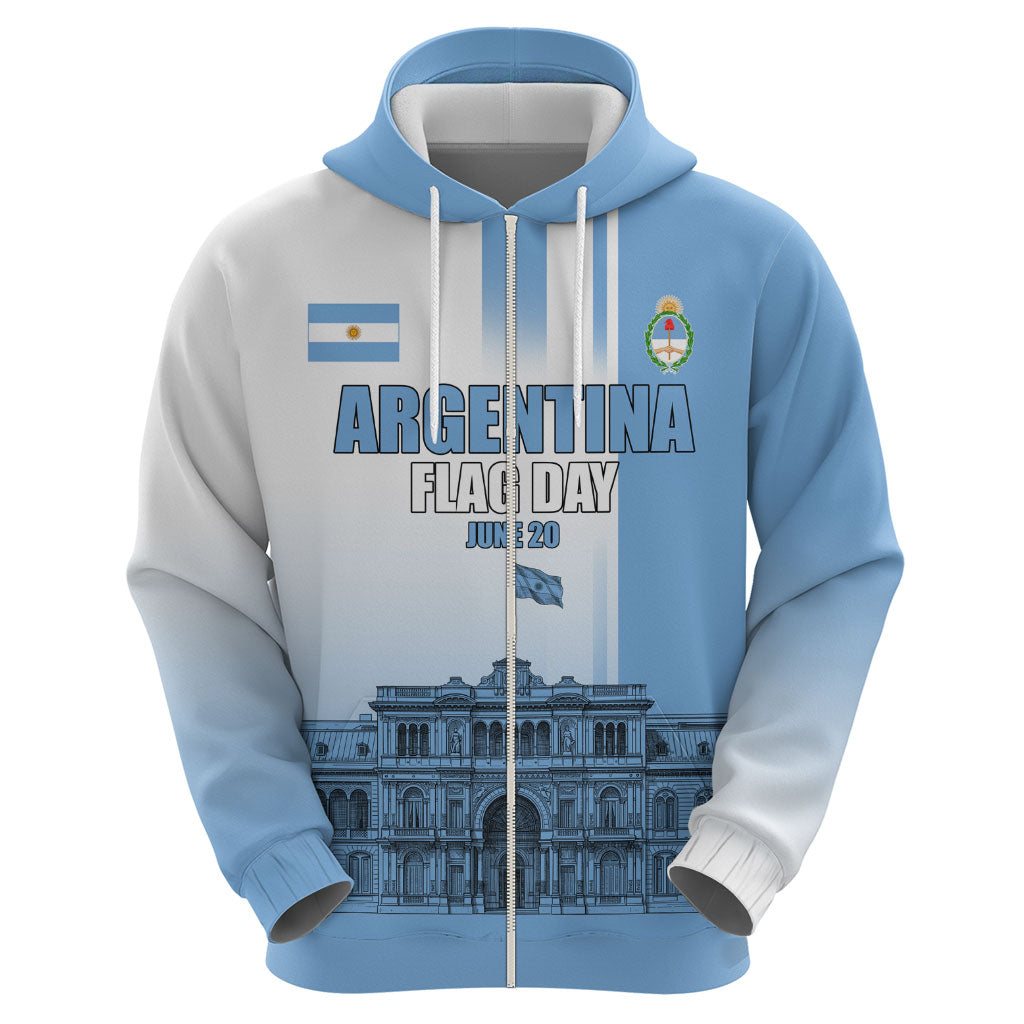 Personalized Argentina Flag Day Zip Hoodie Sun Of May Patriotic Blue Gradient Sketch