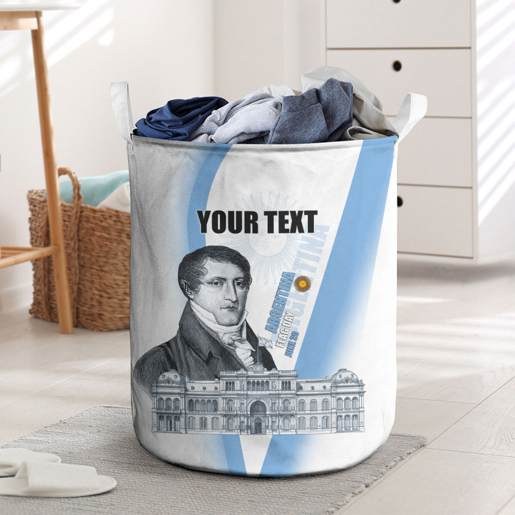 Custom Argentina Manuel Belgrano Laundry Basket Flag Day - Patriotic Sun of May