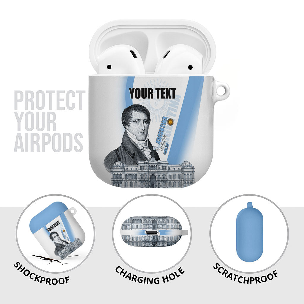 Custom Argentina Manuel Belgrano AirPods Case Flag Day - Patriotic Sun of May