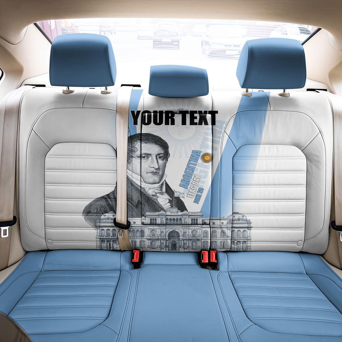 Custom Argentina Manuel Belgrano Back Car Seat Cover Flag Day - Patriotic Sun of May