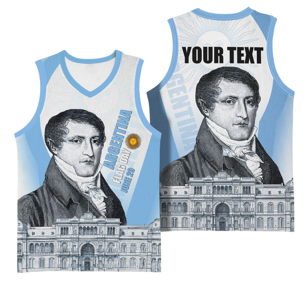 Custom Argentina Manuel Belgrano Basketball Jersey Flag Day - Patriotic Sun of May