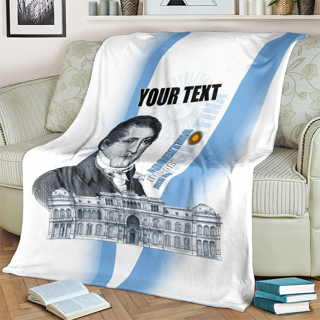 Custom Argentina Manuel Belgrano Blanket Flag Day - Patriotic Sun of May