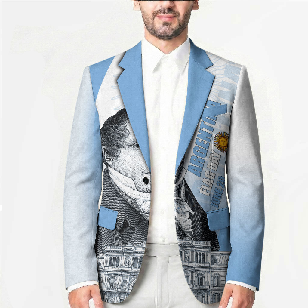 Custom Argentina Manuel Belgrano Blazer Flag Day - Patriotic Sun of May