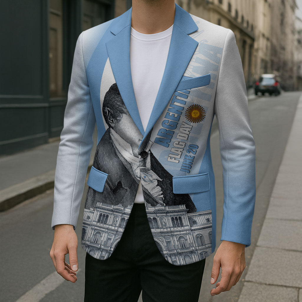 Custom Argentina Manuel Belgrano Blazer Flag Day - Patriotic Sun of May