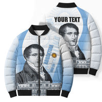 Custom Argentina Manuel Belgrano Bomber Puffer Jacket Flag Day - Patriotic Sun of May