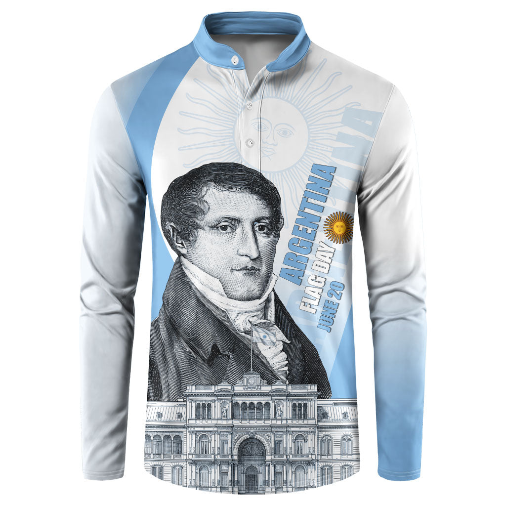 Custom Argentina Manuel Belgrano Button Sweatshirt Flag Day - Patriotic Sun of May