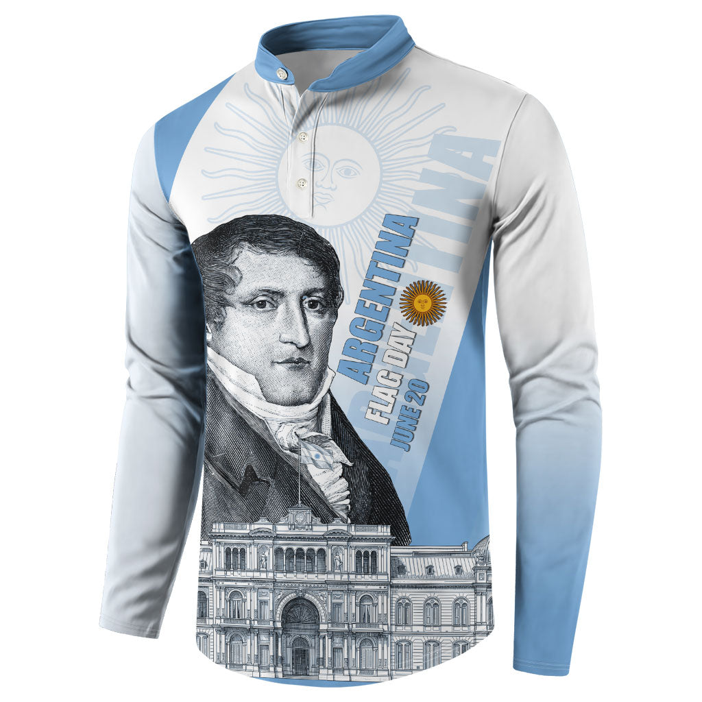 Custom Argentina Manuel Belgrano Button Sweatshirt Flag Day - Patriotic Sun of May