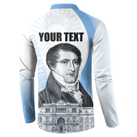 Custom Argentina Manuel Belgrano Button Sweatshirt Flag Day - Patriotic Sun of May
