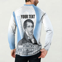 Custom Argentina Manuel Belgrano Button Sweatshirt Flag Day - Patriotic Sun of May