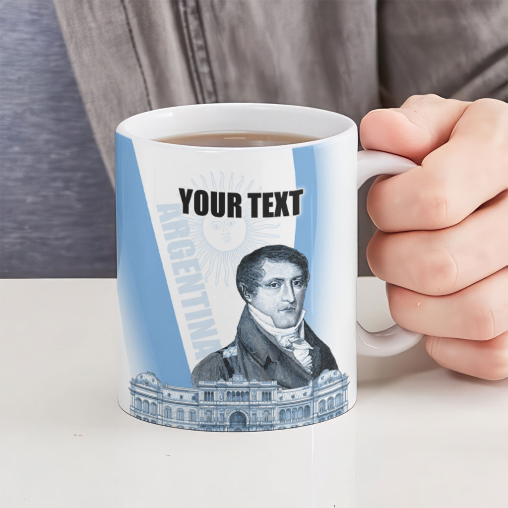 Custom Argentina Manuel Belgrano Ceramic Mug Flag Day - Patriotic Sun of May