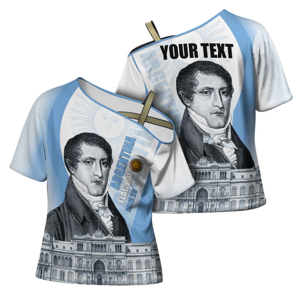 Custom Argentina Manuel Belgrano Cross Shoulder Shirt Flag Day - Patriotic Sun of May