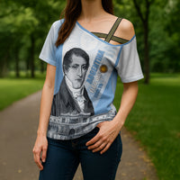 Custom Argentina Manuel Belgrano Cross Shoulder Shirt Flag Day - Patriotic Sun of May