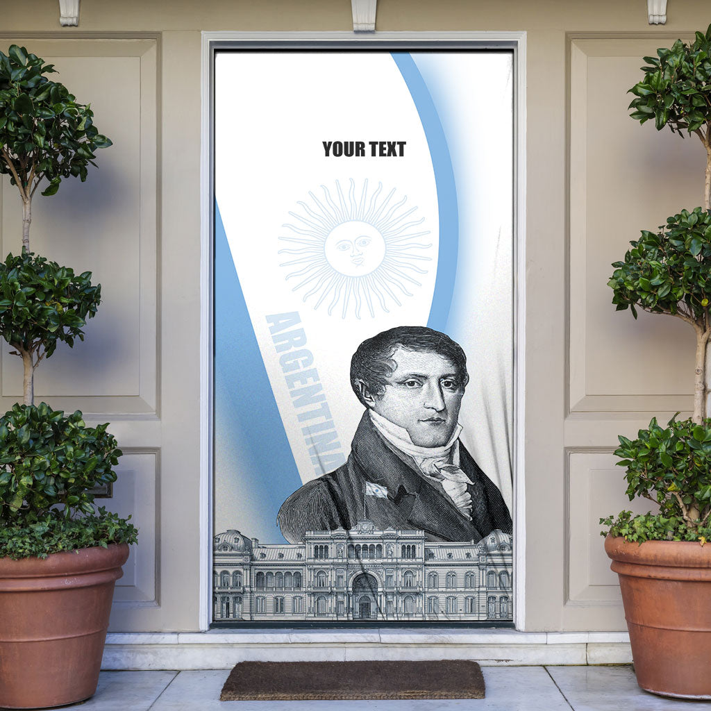 Custom Argentina Manuel Belgrano Door Cover Flag Day - Patriotic Sun of May