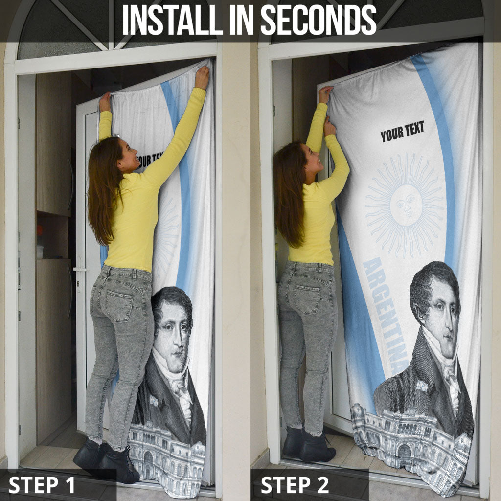 Custom Argentina Manuel Belgrano Door Cover Flag Day - Patriotic Sun of May