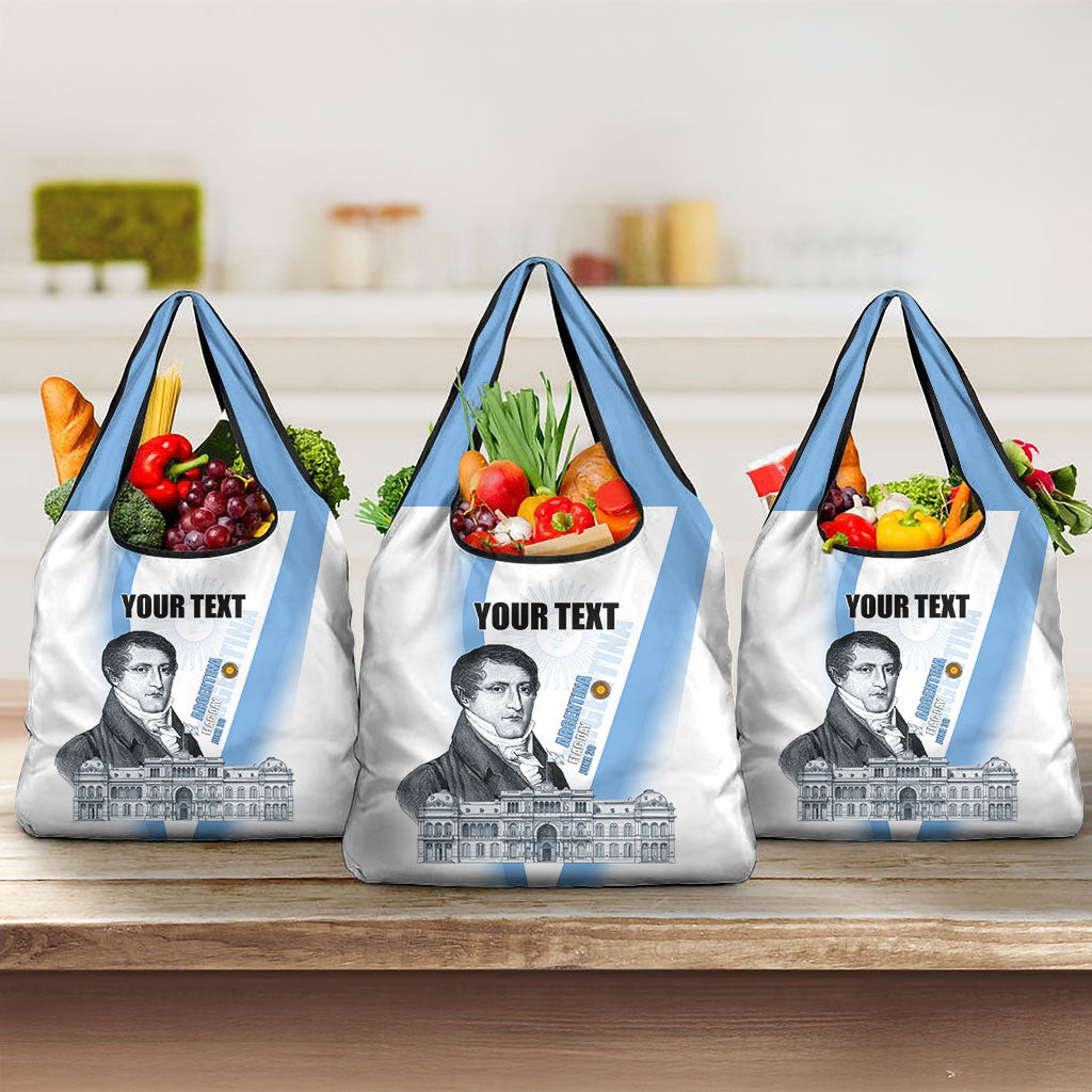 Custom Argentina Manuel Belgrano Grocery Bag Flag Day - Patriotic Sun of May