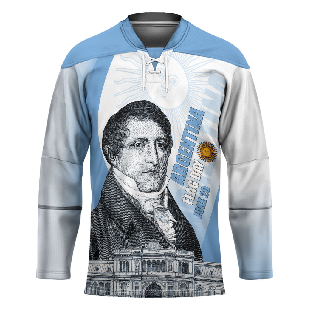 Custom Argentina Manuel Belgrano Hockey Jersey Flag Day - Patriotic Sun of May