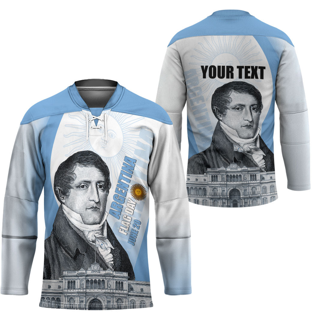 Custom Argentina Manuel Belgrano Hockey Jersey Flag Day - Patriotic Sun of May